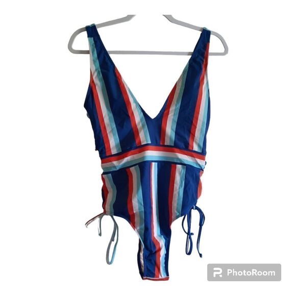 Cupshe Striped Swimsuit Side Tie-up - Picture 1 of 5